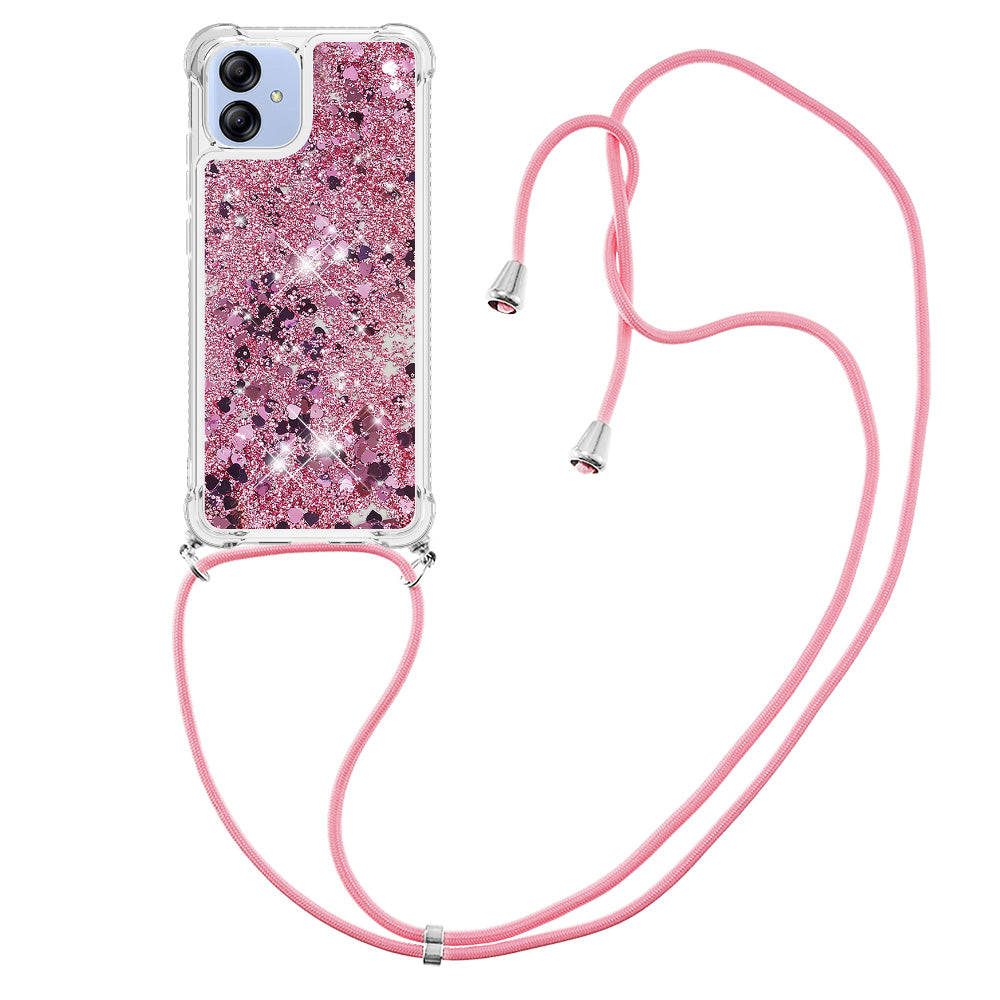 YB Quicksand Series-4 for Samsung Galaxy A04e 4G F04 4G M04 4G Quicksand Phone Protective Case Drop-proof Soft TPU Cover with Lanyard YB Quicksand Series-4 for Samsung Galaxy A04e 4G F04 4G M04 4G Quicksand Phone Protective Case Drop-proof Soft TPU Cover with Lanyard